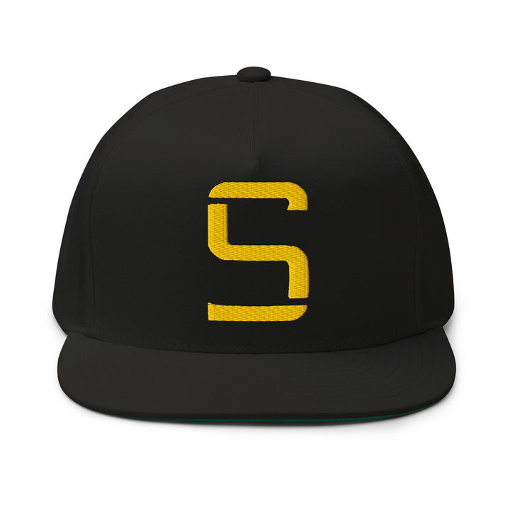 "S" Flat Bill Cap | E Luna Brand CLASSIC | 1 Gold Thread Logo | 3D Puff Edition