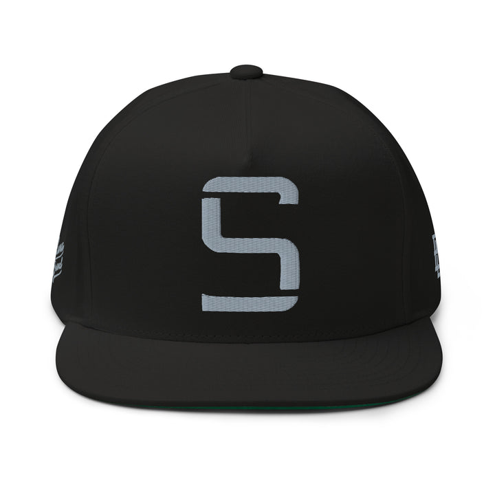 "S" Flat Bill Cap | E Luna Brand PREMIUM | 4 Grey Thread Logos | 3D Puff Edition