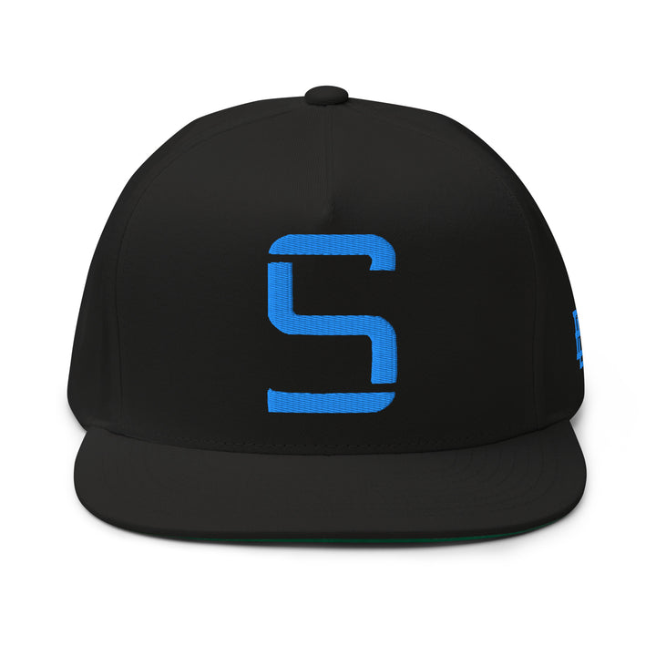"S" Flat Bill Cap | E Luna Brand ESSENTIAL | 2 Aqua/Teal Thread Logos