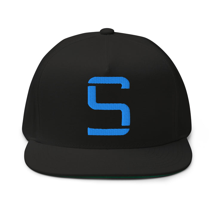 "S" Flat Bill Cap | E Luna Brand CLASSIC | 1 Aqua/Teal Thread Logo | 3D Puff Edition