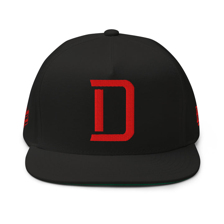 "D" Flat Bill Cap | E Luna Brand PREMIUM | 4 Red Thread Logos | 3D Puff Edition