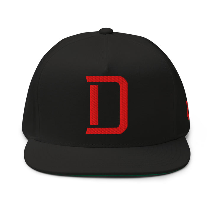 "D" Flat Bill Cap | E Luna Brand SELECT | 3 Red Thread Logos | 3D Puff Edition