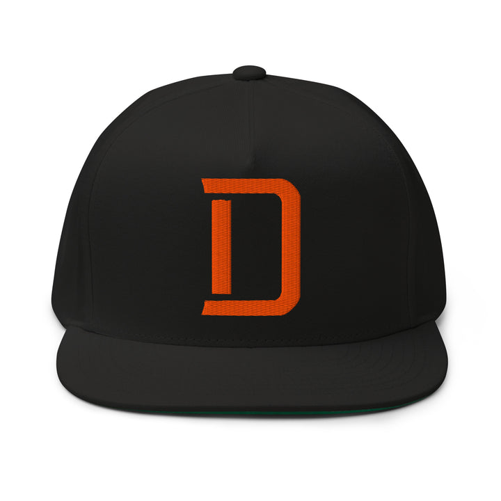 "D" Flat Bill Cap | E Luna Brand CLASSIC | 1 Orange Thread Logo | 3D Puff Edition