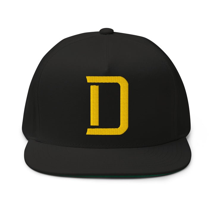 "D" Flat Bill Cap | E Luna Brand CLASSIC | 1 Gold Thread Logo | 3D Puff Edition
