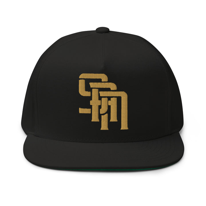 "SAN" Flat Bill Cap | E Luna Brand CLASSIC | 1 Old Gold Thread Logo | 3D Puff Edition