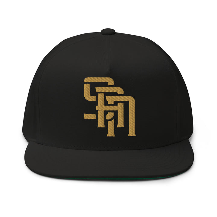 "SAN" 2.0 Flat Bill Cap | E Luna Brand CLASSIC | 1 Old Gold Thread Logo [3D Puff Edition]