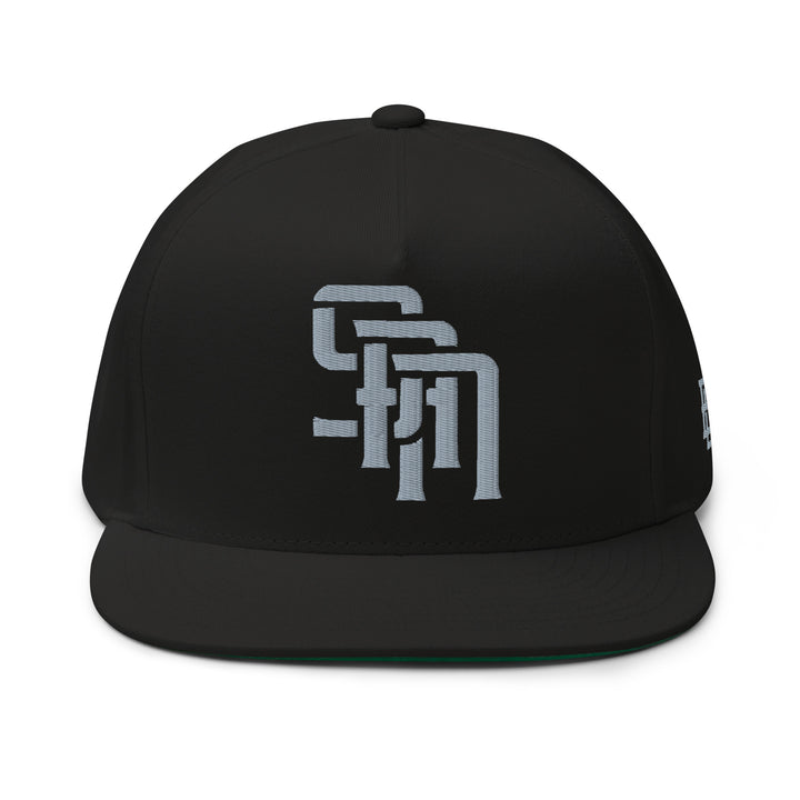 "SAN" Flat Bill Cap | E Luna Brand ESSENTIAL | 2 Grey Thread Logos | 3D Puff Edition