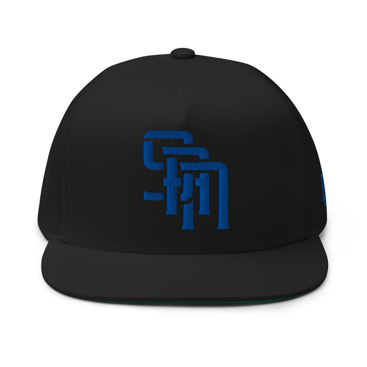 "SAN" Flat Bill Cap | E Luna Brand ESSENTIAL | 2 Royal Thread Logos | 3D Puff Edition