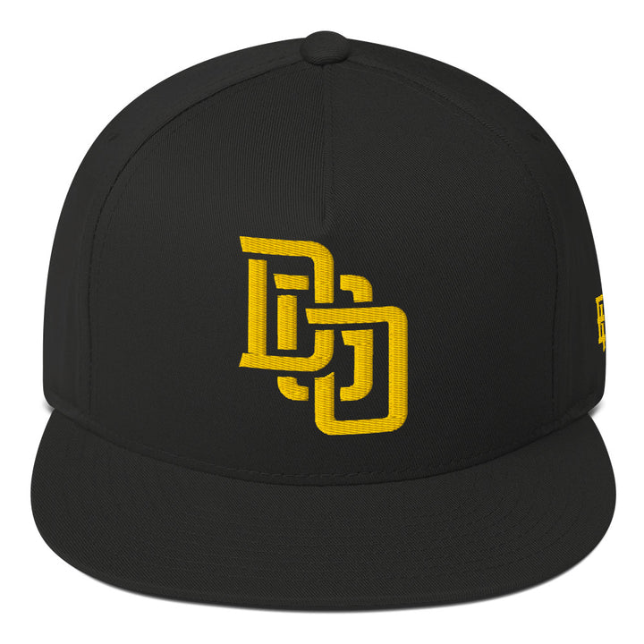 "DGO" Flat Bill Cap | E Luna Brand ESSENTIAL | 2 Gold Thread Logos