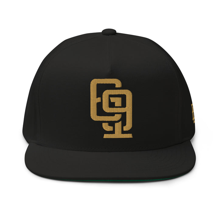 "619" Flat Bill Cap | E Luna Brand ESSENTIAL | 2 Old Gold Thread Logos