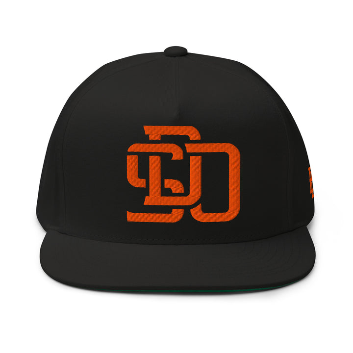 "SDO" Flat Bill Cap | E Luna Brand SELECT | 3 Orange Thread Logos | 3D Puff Edition