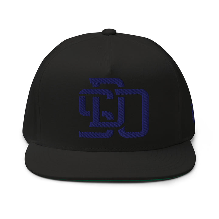 "SDO" Flat Bill Cap | E Luna Brand SELECT | 3 Navy Thread Logos | 3D Puff Edition
