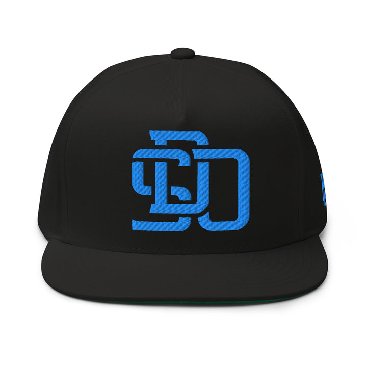 "SDO" Flat Bill Cap | E Luna Brand SELECT | 3 Aqua/Teal Thread Logos | 3D Puff Edition