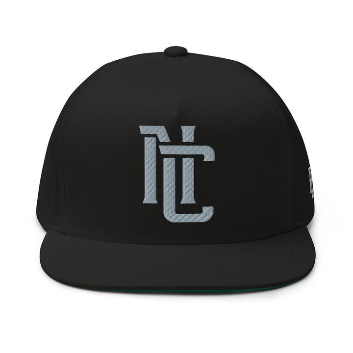 "NC" 2.0 Flat Bill Cap | E Luna Brand ESSENTIAL | 2 Grey Thread Logos | 3D Puff Edition