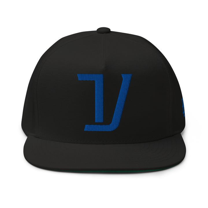 "V" Flat Bill Cap | E Luna Brand ESSENTIAL | 2 Royal Thread Logos | 3D Puff Edition