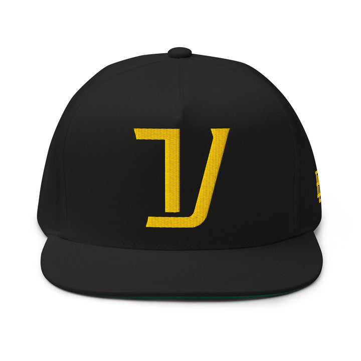 "V" Flat Bill Cap | E Luna Brand SELECT | 3 Gold Thread Logos | 3D Puff Edition