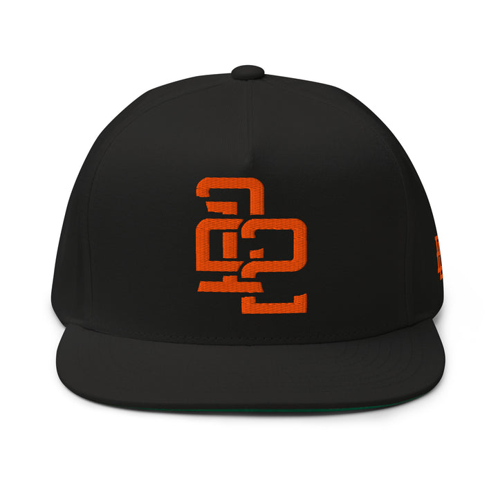 "212" Flat Bill Cap | E Luna Brand ESSENTIAL | 2 Orange Thread Logos | 3D Puff Edition