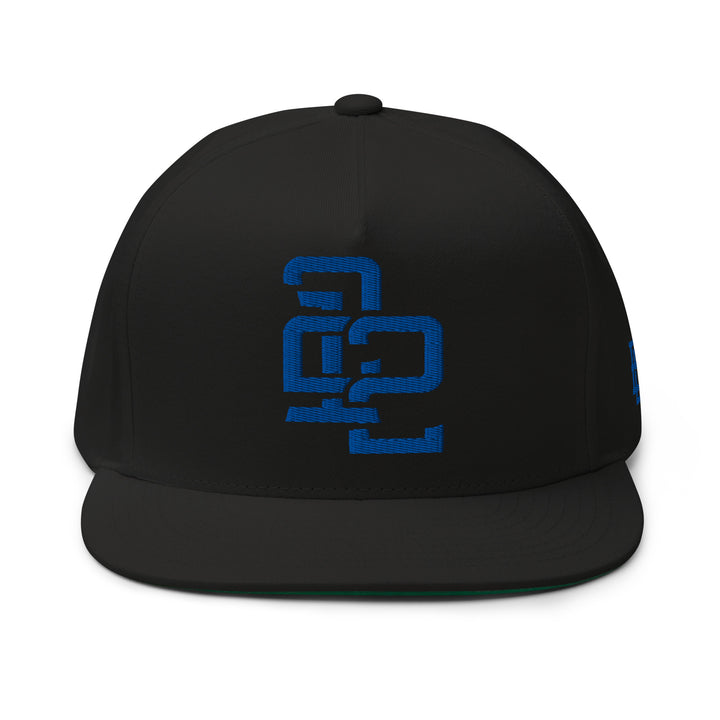 "212" Flat Bill Cap | E Luna Brand ESSENTIAL | 2 Royal Thread Logos | 3D Puff Edition