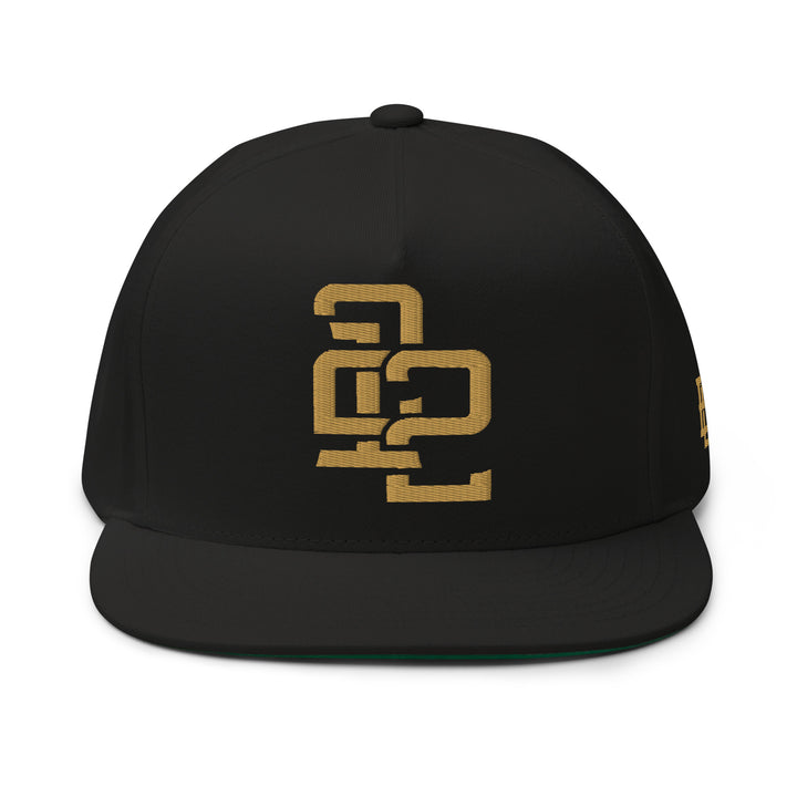 "212" Flat Bill Cap | E Luna Brand SELECT | 3 Old Gold Thread Logos | 3D Puff Edition