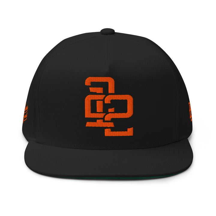 "212" Flat Bill Cap | E Luna Brand PREMIUM | 4 Orange Thread Logos | 3D Puff Edition