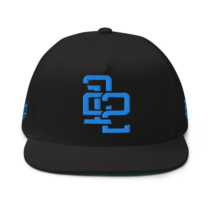 "212" Flat Bill Cap | E Luna Brand PREMIUM | 4 Aqua/Teal Thread Logos | 3D Puff Edition