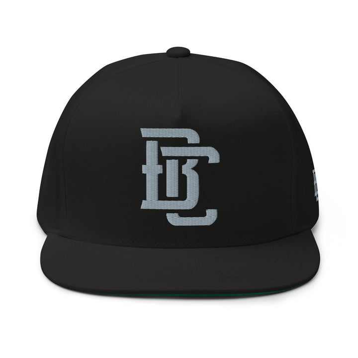 "BC" Flat Bill Cap | E Luna Brand ESSENTIAL | 2 Grey Thread Logos | 3D Puff Edition