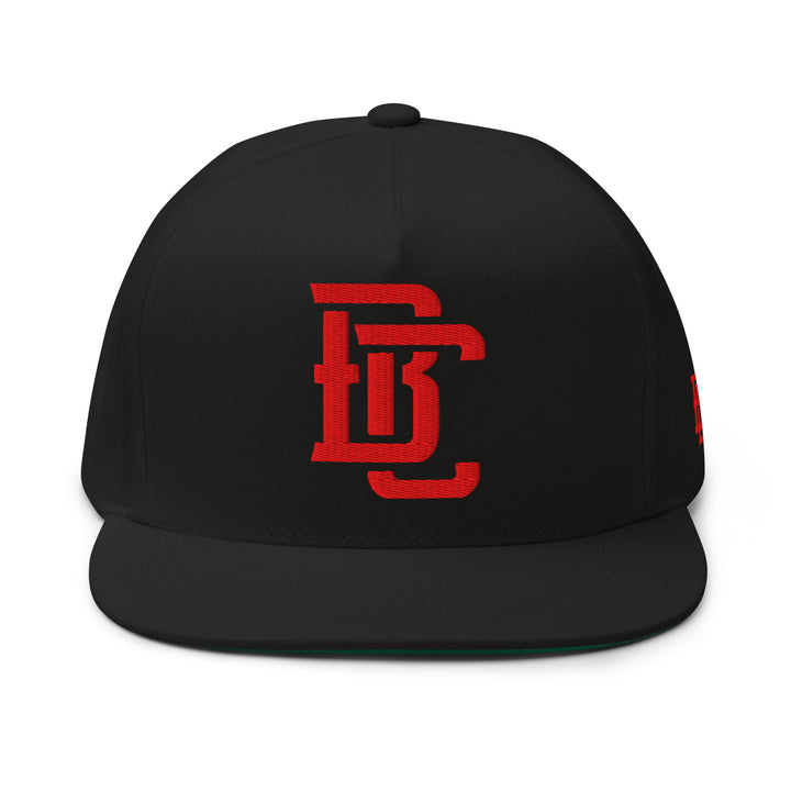 "BC" Flat Bill Cap | E Luna Brand ESSENTIAL | 2 Red Thread Logos | 3D Puff Edition