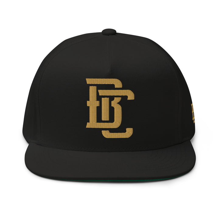 "BC" Flat Bill Cap | E Luna Brand SELECT | 3 Old Gold Thread Logos | 3D Puff Edition