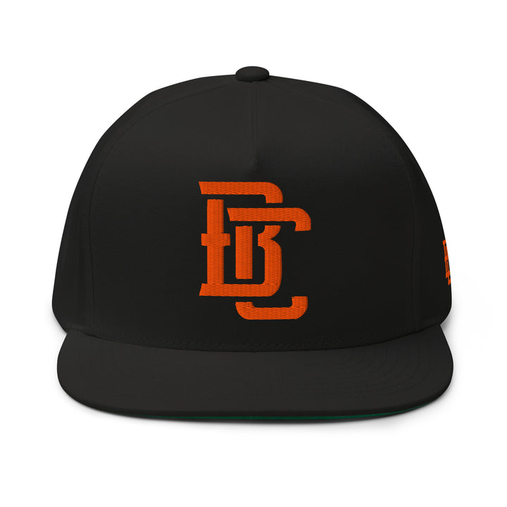 "BC" Flat Bill Cap | E Luna Brand SELECT | 3 Orange Thread Logos | 3D Puff Edition