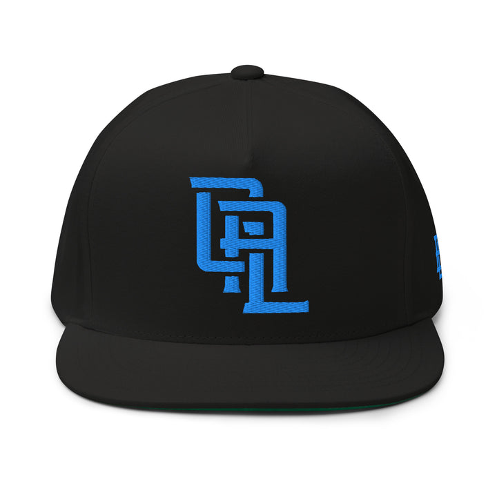 "CAL" Flat Bill Cap | E Luna Brand ESSENTIAL | 2 Aqua/Teal Thread Logos | 3D Puff Edition