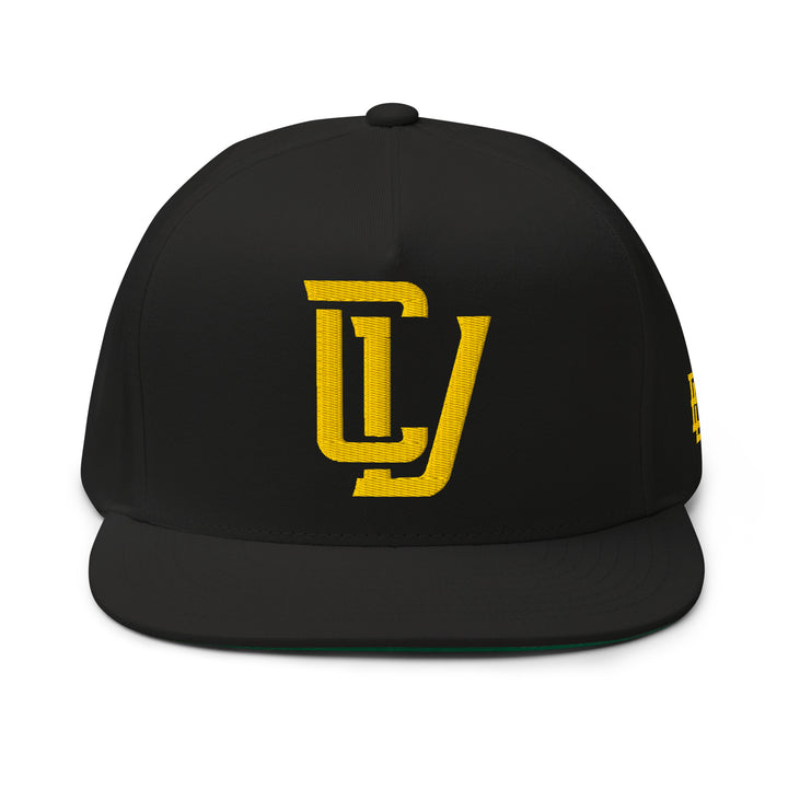 "CV" Flat Bill Cap | E Luna Brand ESSENTIAL | 2 Gold Thread Logos | 3D Puff Edition