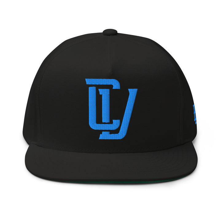 "CV" Flat Bill Cap | E Luna Brand ESSENTIAL | 2 Aqua/Teal Thread Logos | 3D Puff Edition