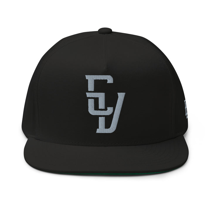 "CV" 2.0 Flat Bill Cap | E Luna Brand ESSENTIAL | 2 Grey Thread Logos | 3D Puff Edition