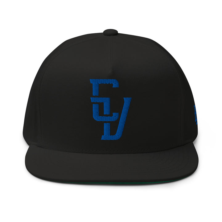 "CV" 2.0 Flat Bill Cap | E Luna Brand ESSENTIAL | 2 Royal Thread Logos | 3D Puff Edition
