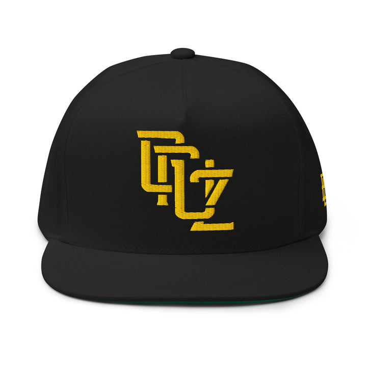 "CRUZ" Flat Bill Cap | E Luna Brand SELECT | 3 Gold Thread Logos | 3D Puff Edition