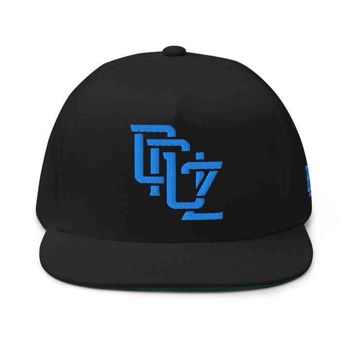 "CRUZ" Flat Bill Cap | E Luna Brand ESSENTIAL | 2 Aqua/Teal Thread Logos | 3D Puff Edition