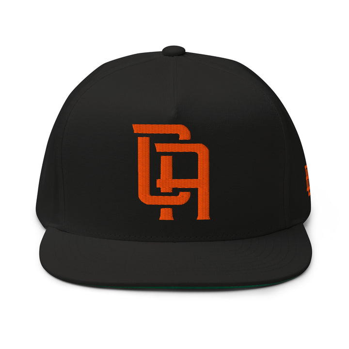 "CA" Flat Bill Cap | E Luna Brand SELECT | 3 Orange Thread Logos | 3D Puff Edition