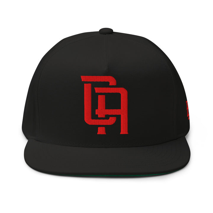 "CA" Flat Bill Cap | E Luna Brand SELECT | 3 Red Thread Logos | 3D Puff Edition