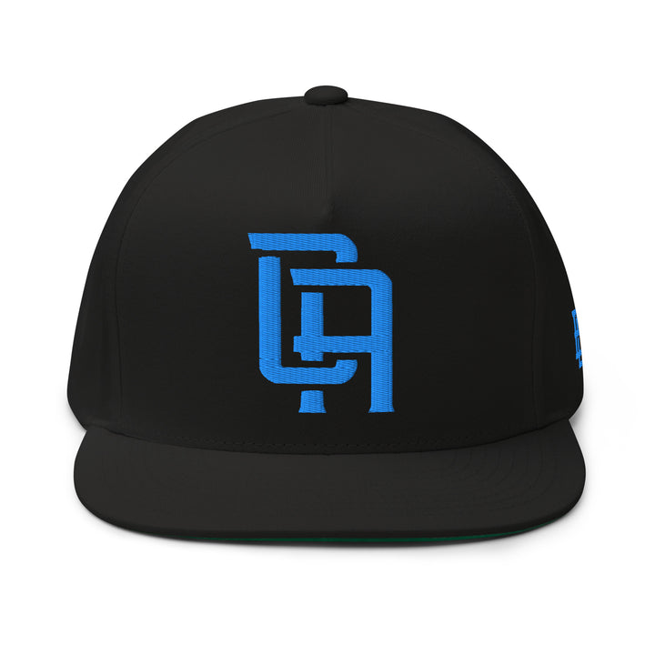 "CA" Flat Bill Cap | E Luna Brand SELECT | 3 Aqua/Teal Thread Logos | 3D Puff Edition