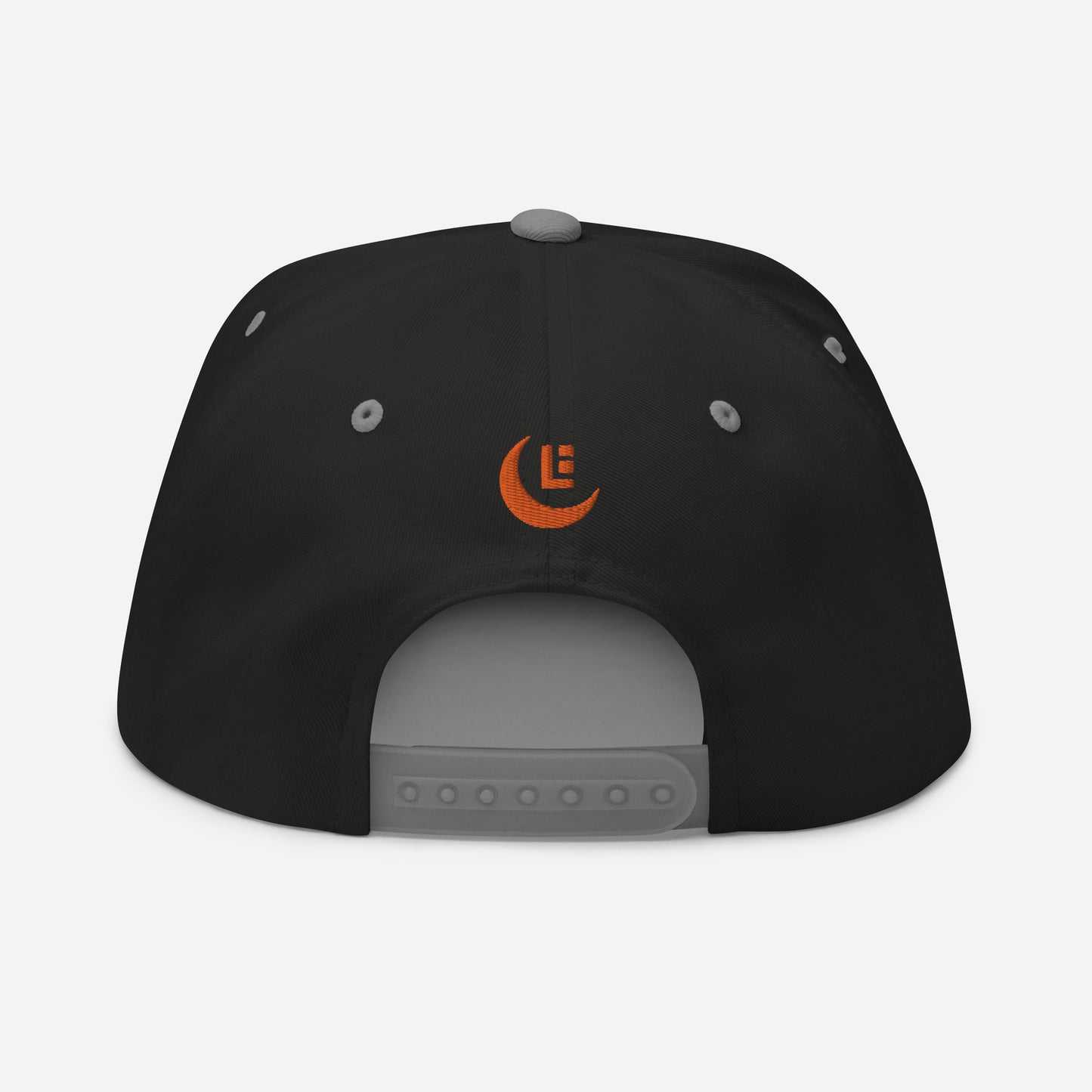 "SAN" Flat Bill Cap | Yupoong 6007 | E Luna Brand PREMIUM Quadcrest 4 Orange Thread Logos: Front, Left, Right Signature & Back [3D Puff Edition]