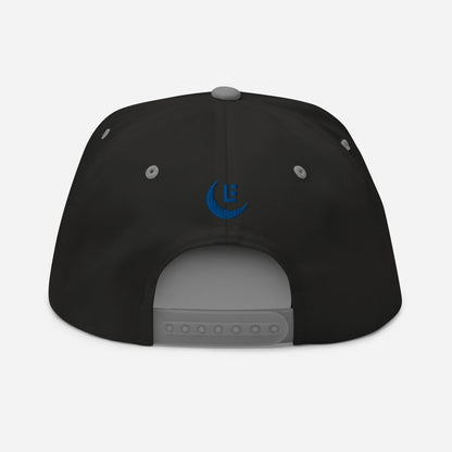 "SAN" Flat Bill Cap | Yupoong 6007 | E Luna Brand PREMIUM Quadcrest 4 Royal Thread Logos: Front, Left, Right Signature & Back [3D Puff Edition]