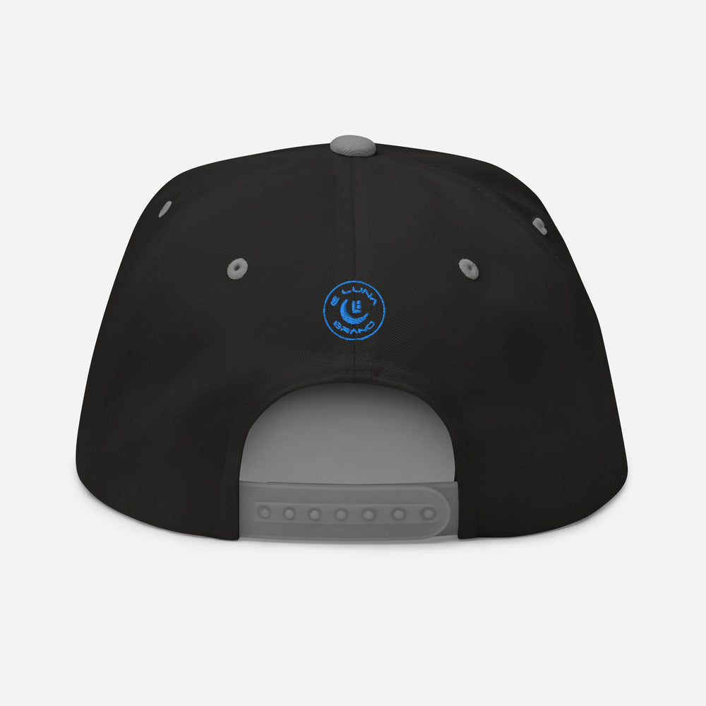 "SAN" Flat Bill Cap | E Luna Brand SELECT | 3 Aqua/Teal Thread Logos | 3D Puff Edition