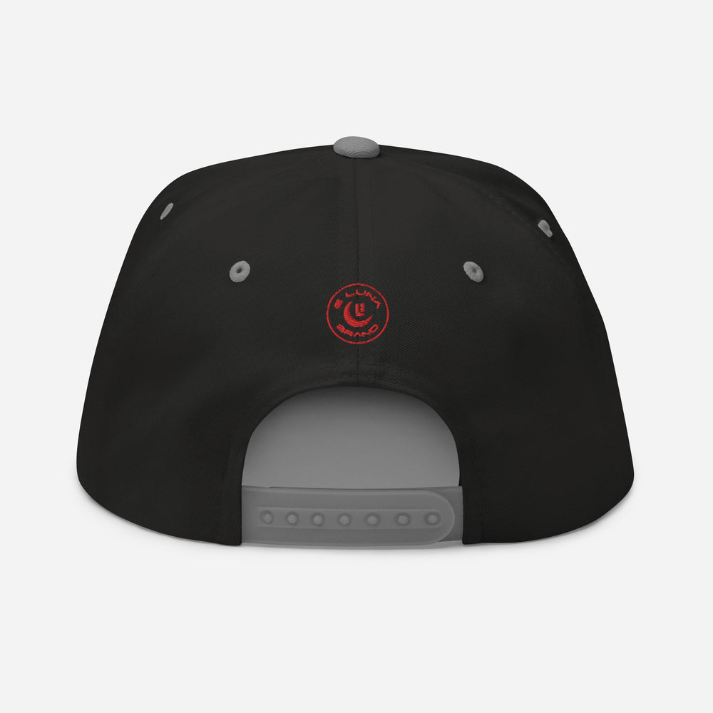 Gorra de visera plana "SAN" | E Luna Brand SELECT | 3 logotipos de hilo rojo | Edición 3D Puff