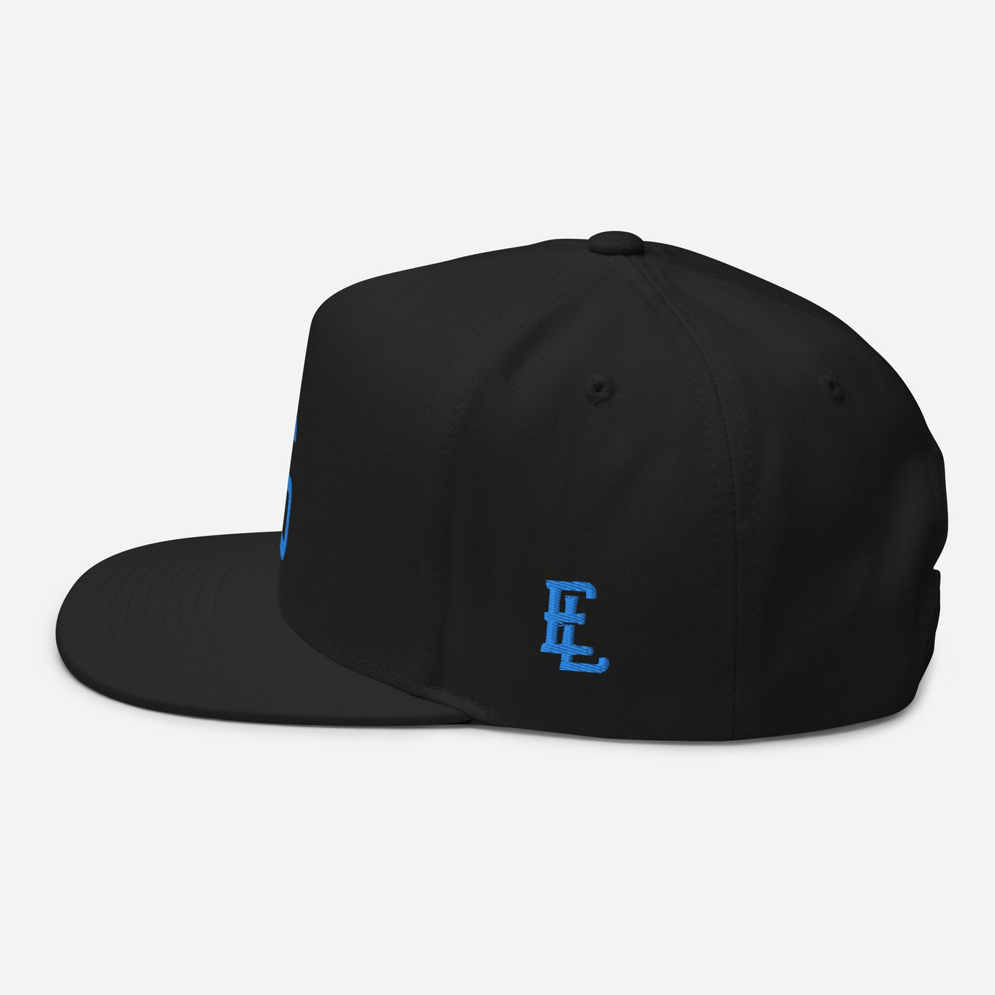 "LOS" Flat Bill Cap | E Luna Brand ESSENTIAL | 2 Aqua/Teal Thread Logos