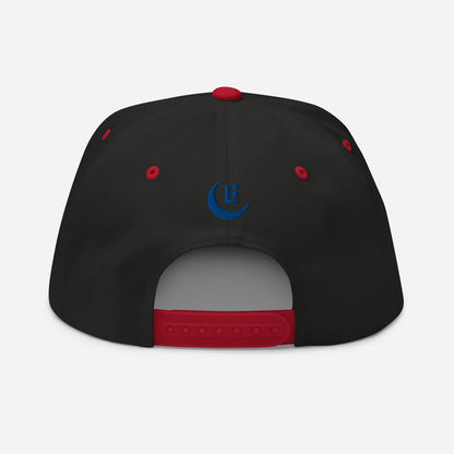 "SAN" Flat Bill Cap | Yupoong 6007 | E Luna Brand PREMIUM Quadcrest 4 Royal Thread Logos: Front, Left, Right Signature & Back [3D Puff Edition]