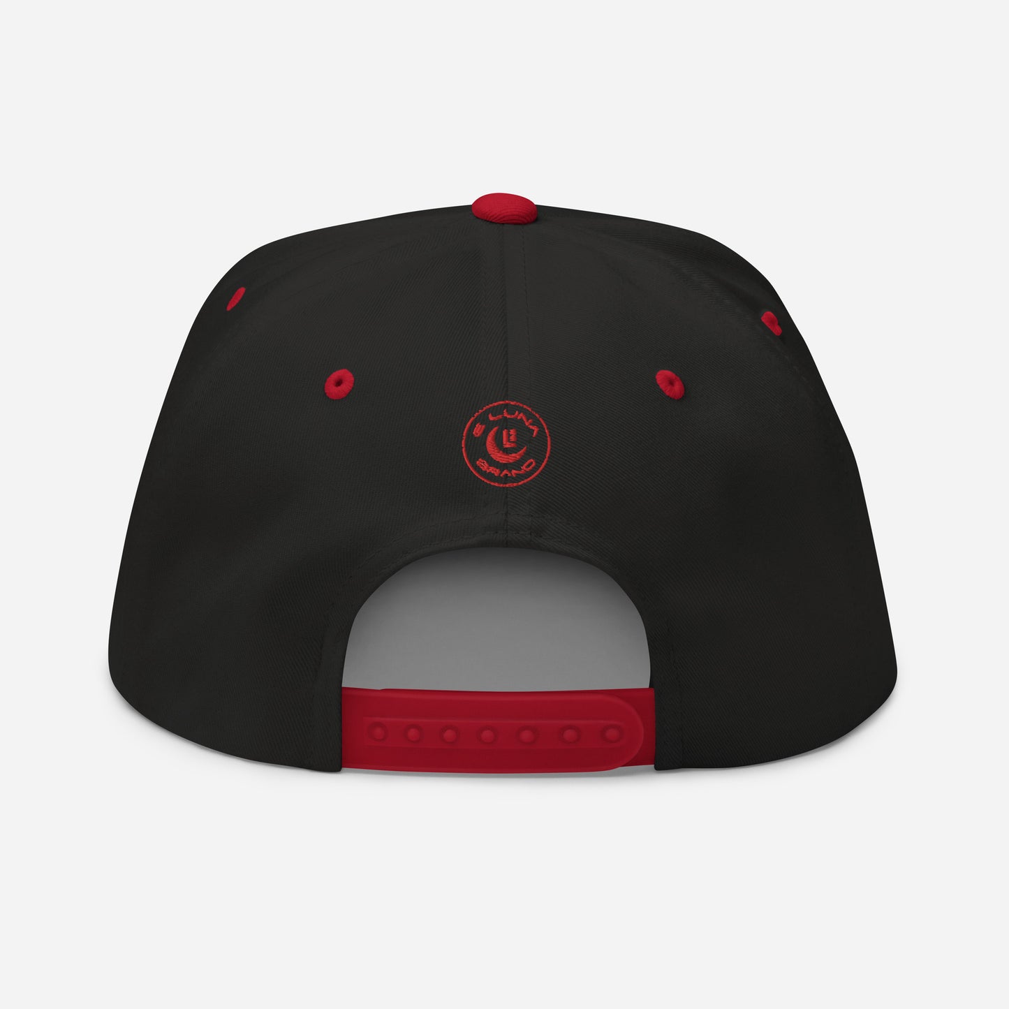 "SAN" Flat Bill Cap | Yupoong 6007 | E Luna Brand SELECT Tricrest 3 Red Thread Logos: Front, Left & Back [3D Puff Edition]