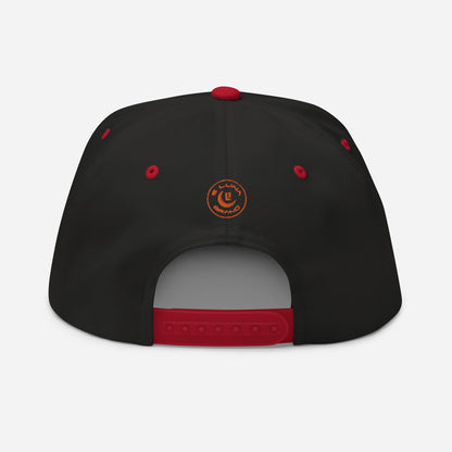 "SAN" Flat Bill Cap | Yupoong 6007 | E Luna Brand SELECT Tricrest 3 Orange Thread Logos: Front, Left & Back [3D Puff Edition]