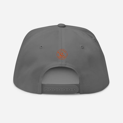 "619" Flat Bill Cap | Yupoong 6007 | E Luna SELECT Tricrest 3 Orange Thread Front, Left Side & Back Logos