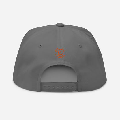 "DGO" Flat Bill Cap | Yupoong 6007 | E Luna SELECT Tricrest 3 Orange Thread Front, Left Side & Back Logos