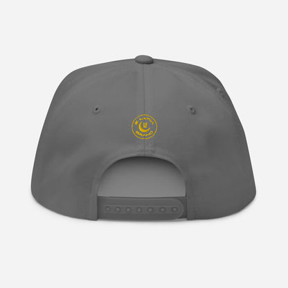 "ANG" Flat Bill Cap | Yupoong 6007 | E Luna SELECT Tricrest 3 Gold Thread Front, Left Side & Back Logos